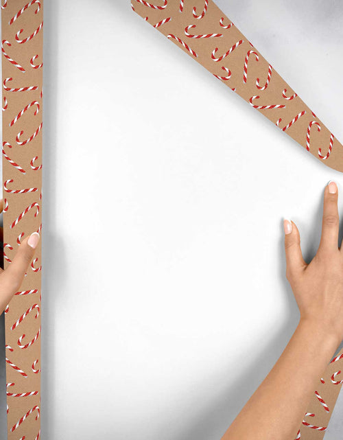 Load image into Gallery viewer, Kraft Candy Cane Christmas Gift Wrap by Present Paper
