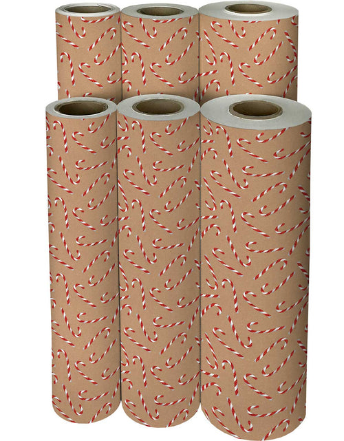 Load image into Gallery viewer, Kraft Candy Cane Christmas Gift Wrap by Present Paper

