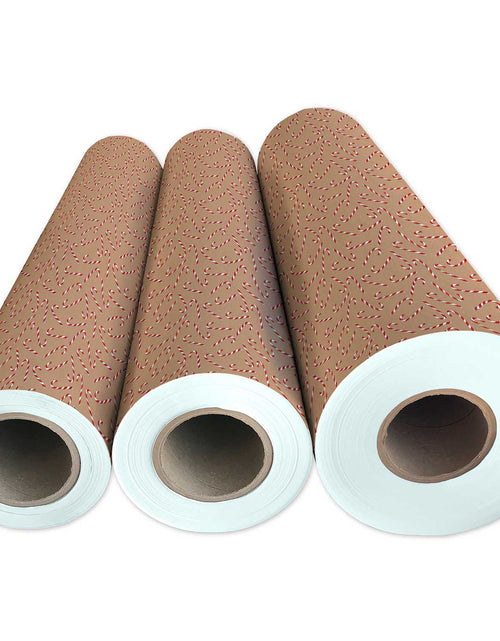 Load image into Gallery viewer, Kraft Candy Cane Christmas Gift Wrap by Present Paper
