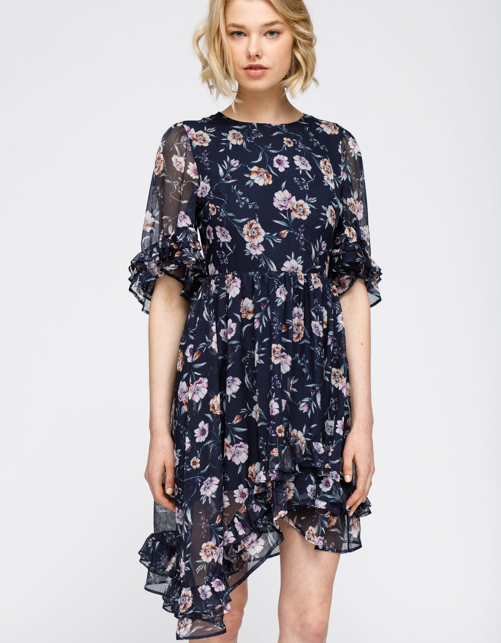 Wax Flower Asymmetrical Hi-Lo Dress by Shop at Konus