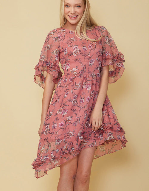 Load image into Gallery viewer, Wax Flower Asymmetrical Hi-Lo Dress by Shop at Konus
