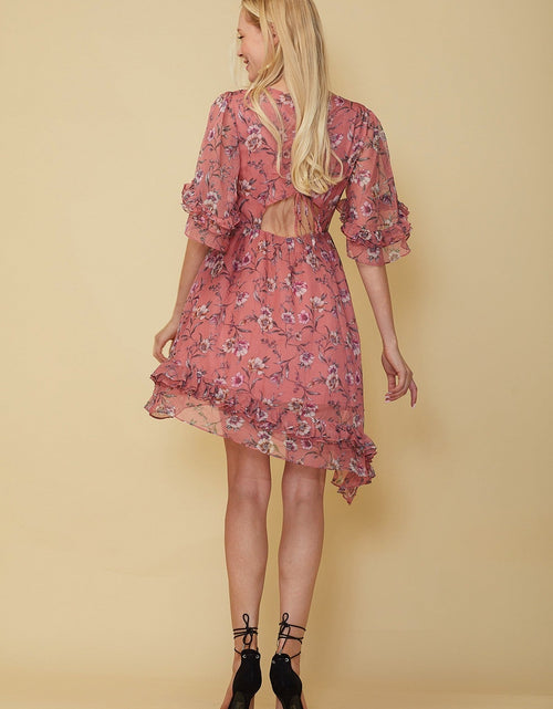 Load image into Gallery viewer, Wax Flower Asymmetrical Hi-Lo Dress by Shop at Konus
