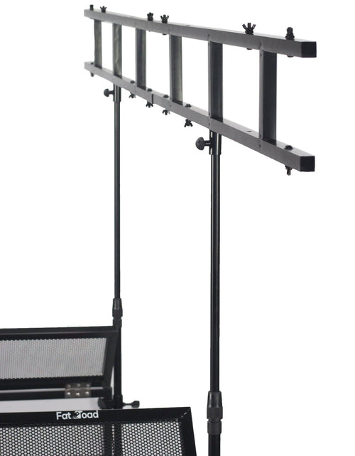 Load image into Gallery viewer, DJ Booth Tabletop With 8FT Lighting Truss Stand Package by FAT TOAD - Foldable Panel Portable Stage Platform Facade Scrim Cover, Video Light Display by GeekStands.com
