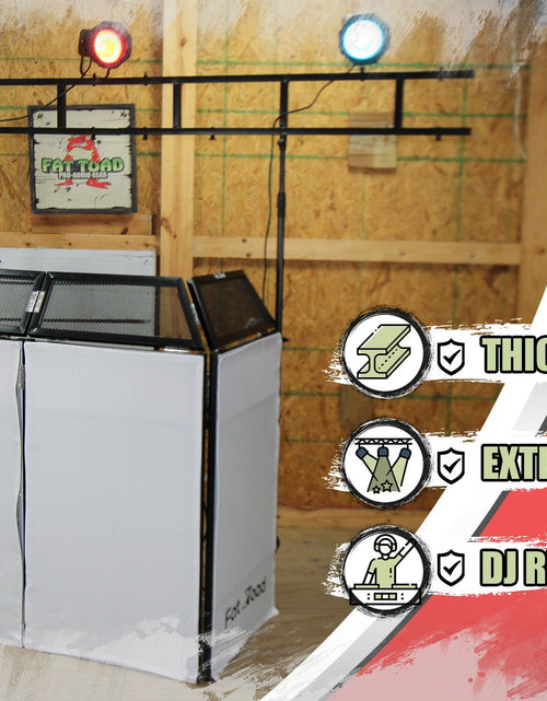 Load image into Gallery viewer, DJ Booth Tabletop With 8FT Lighting Truss Stand Package by FAT TOAD - Foldable Panel Portable Stage by GeekStands.com
