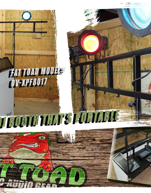 Load image into Gallery viewer, DJ Booth Tabletop With 8FT Lighting Truss Stand Package by FAT TOAD - Foldable Panel Portable Stage by GeekStands.com
