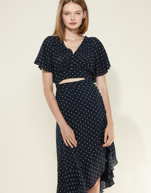 Load image into Gallery viewer, Women's Cape Sleeve V-Neck Crop Blouse In Navy by Shop at Konus

