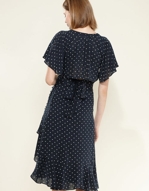 Load image into Gallery viewer, Women's Cape Sleeve V-Neck Crop Blouse In Navy by Shop at Konus
