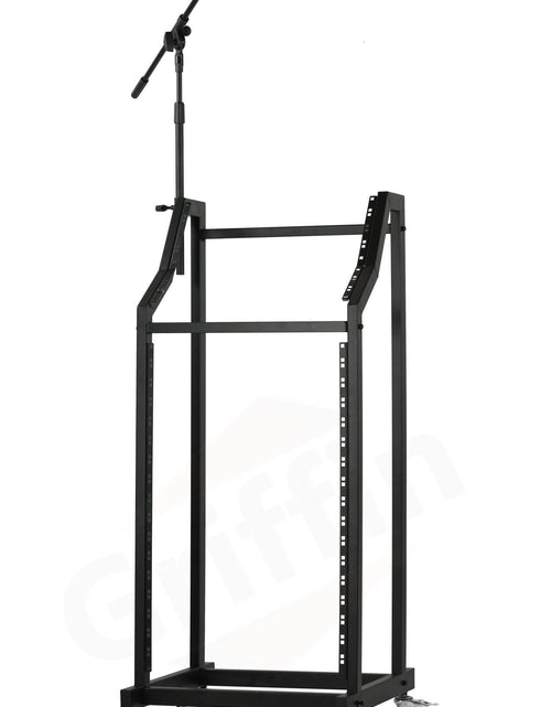 Load image into Gallery viewer, GRIFFIN Rack Mount Cart Stand &amp; Top Mixer Platform 25U - Rolling Music Studio Booth Case Holder by GeekStands.com
