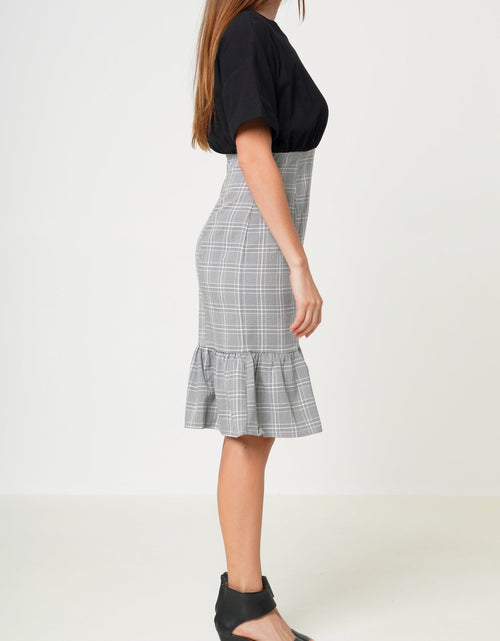 Load image into Gallery viewer, Glen Plaid Mermaid Dress in Black by Shop at Konus

