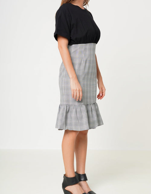 Load image into Gallery viewer, Glen Plaid Mermaid Dress in Black by Shop at Konus

