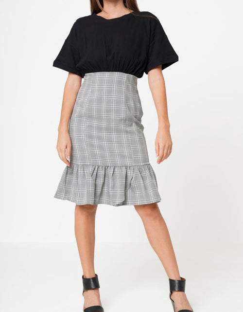 Load image into Gallery viewer, Glen Plaid Mermaid Dress in Black by Shop at Konus
