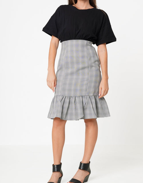 Load image into Gallery viewer, Glen Plaid Mermaid Dress in Black by Shop at Konus
