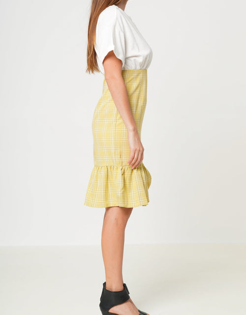 Load image into Gallery viewer, Women's Glen Plaid Mermaid Dress in Yellow by Shop at Konus
