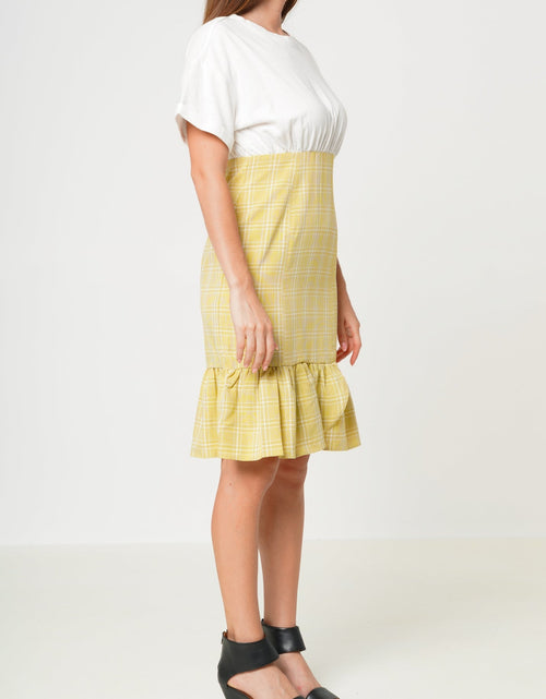 Load image into Gallery viewer, Women's Glen Plaid Mermaid Dress in Yellow by Shop at Konus
