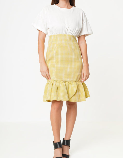 Load image into Gallery viewer, Women's Glen Plaid Mermaid Dress in Yellow by Shop at Konus
