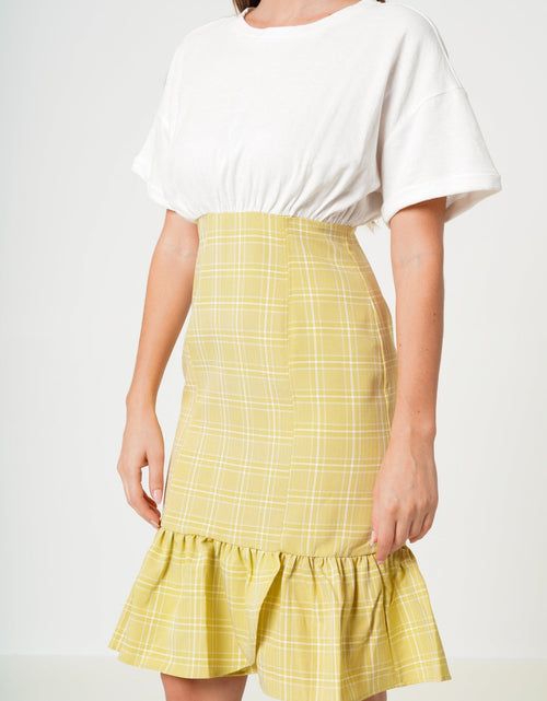 Load image into Gallery viewer, Women's Glen Plaid Mermaid Dress in Yellow by Shop at Konus
