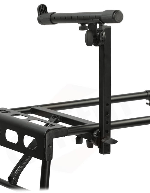 Load image into Gallery viewer, GRIFFIN 2-Tier DJ Coffin Workstation Stand - Double Table Top Keyboard &amp; Laptop Holder - Duel Level Digital Piano Rack Mount Platform for Studio Mixer by GeekStands.com
