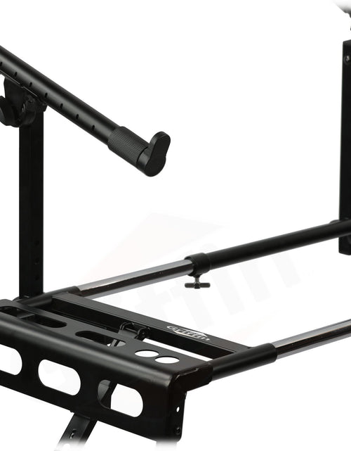 Load image into Gallery viewer, GRIFFIN 2-Tier DJ Coffin Workstation Stand - Double Table Top Keyboard &amp; Laptop Holder - Duel Level Digital Piano Rack Mount Platform for Studio Mixer by GeekStands.com
