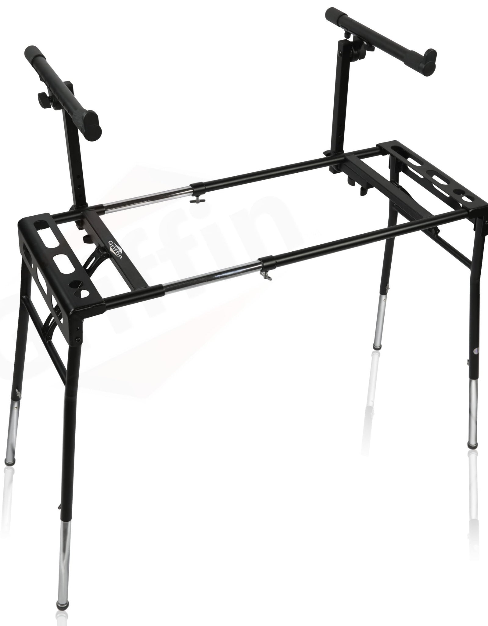 GRIFFIN 2-Tier DJ Coffin Workstation Stand - Double Table Top Keyboard & Laptop Holder - Duel Level Digital Piano Rack Mount Platform for Studio Mixer by GeekStands.com