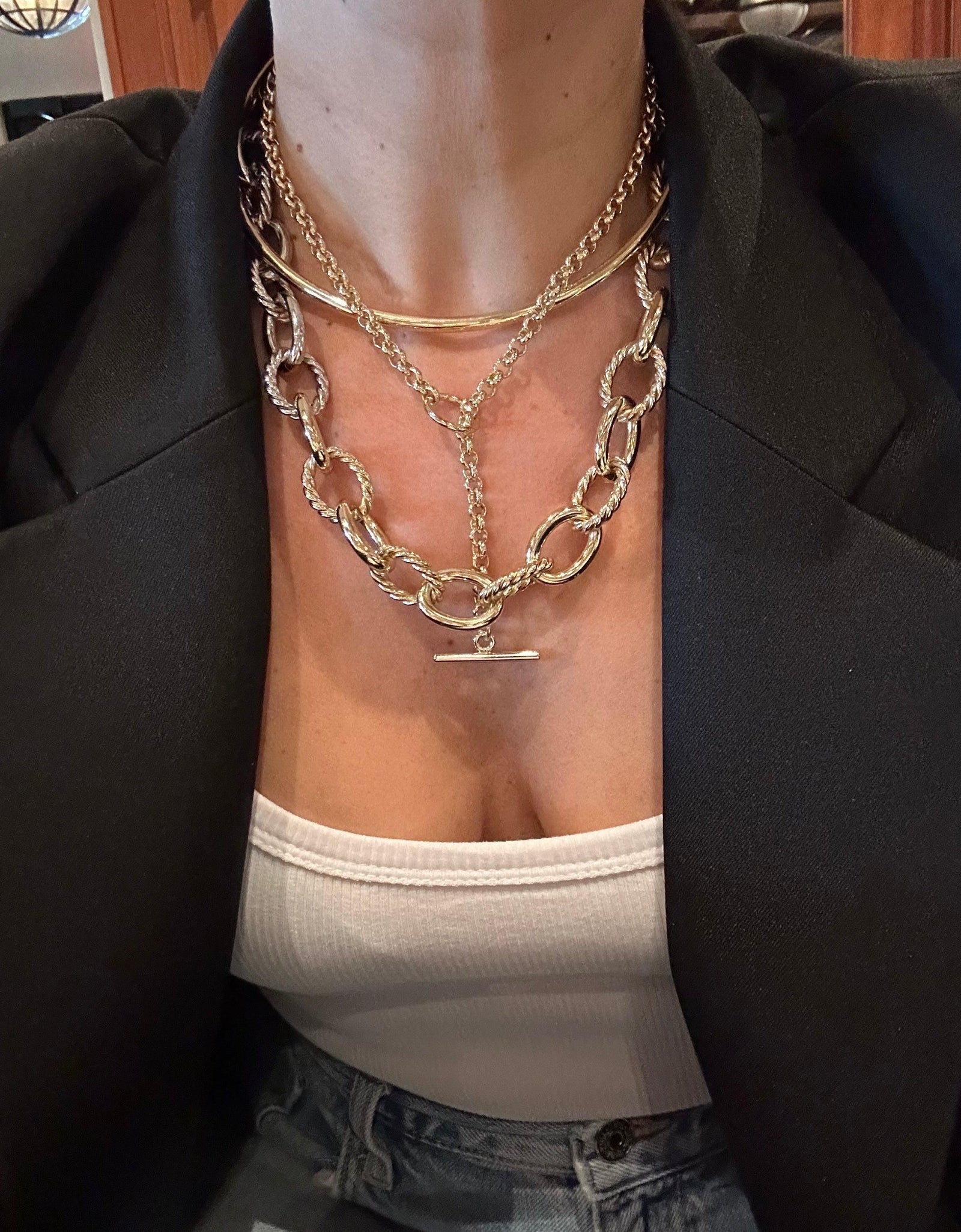 Xl Alternating Twisted Link Toggle Necklace by eklexic jewelry