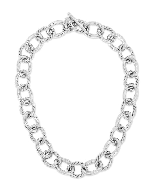 Load image into Gallery viewer, Xl Alternating Twisted Link Toggle Necklace by eklexic jewelry
