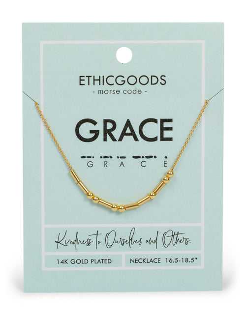 Load image into Gallery viewer, GRACE | Morse Code Classic Gold Beaded Necklace by ETHICGOODS
