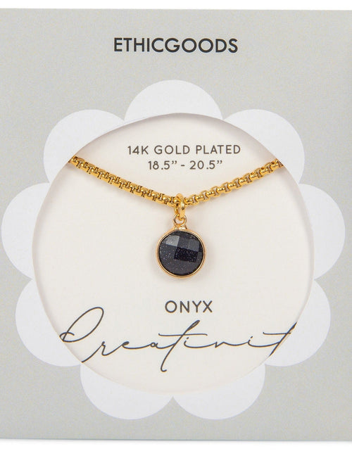 Load image into Gallery viewer, Black Agate Stone Pendant Classic Gold Necklace by ETHICGOODS
