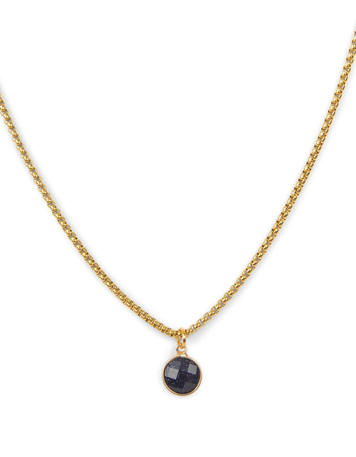 Load image into Gallery viewer, Black Agate Stone Pendant Classic Gold Necklace by ETHICGOODS
