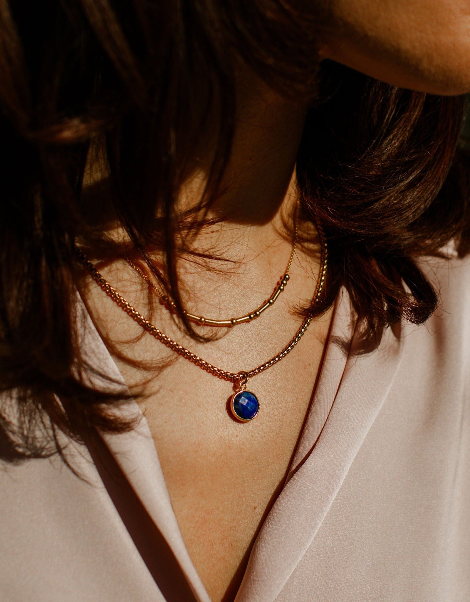 Lapis Stone Pendant Classic Gold Necklace by ETHICGOODS