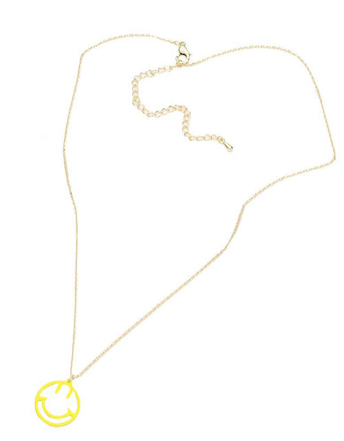 Load image into Gallery viewer, Fashionable Brass Metal Smile Pendant Necklace by Madeline Love
