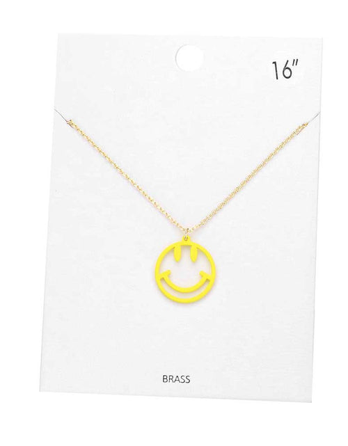 Load image into Gallery viewer, Fashionable Brass Metal Smile Pendant Necklace by Madeline Love
