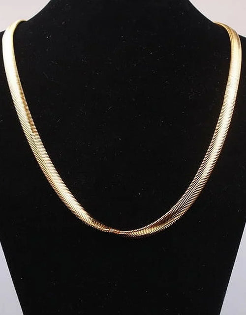 Load image into Gallery viewer, Yellow Gold Flat Snake Bone Necklace 18 inch
