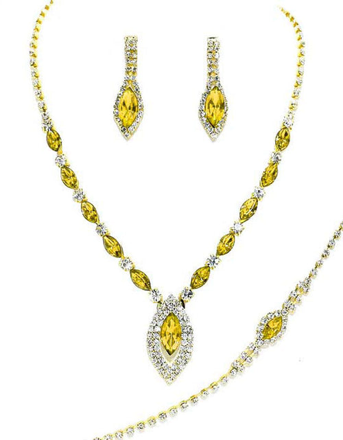 Load image into Gallery viewer, Marquise Rhinestone Necklace Jewelry Set by Madeline Love

