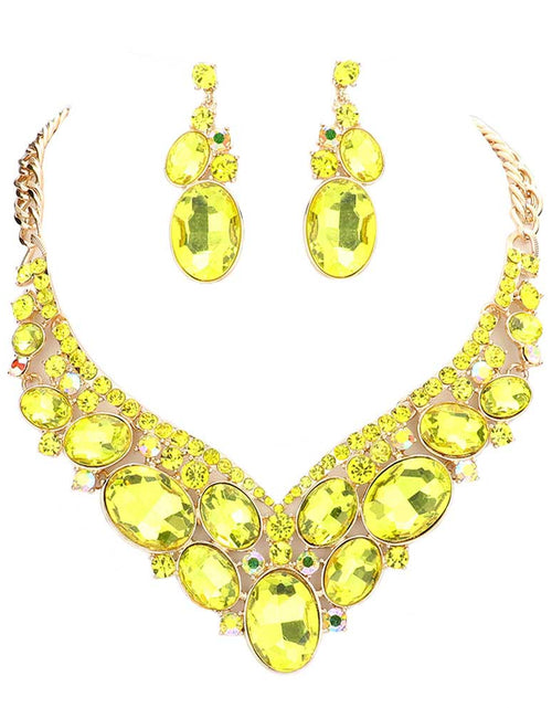 Load image into Gallery viewer, Oval Glass Crystal Evening Necklace by Madeline Love
