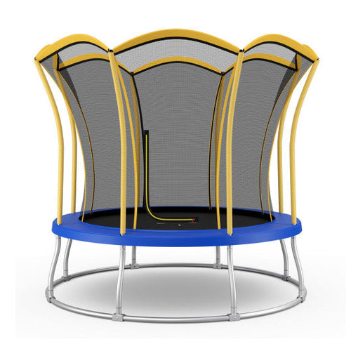Load image into Gallery viewer, 8 Feet Outdoor Unique Flower Shape Trampoline with Enclosure Net-Yellow
