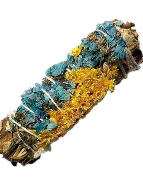 Load image into Gallery viewer, Natural Home fragrance Yerba Santa with Blue Satice &amp; Mullien Smudge bundles 3"-4" by OMSutra
