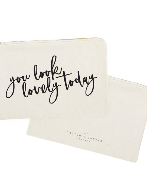 Load image into Gallery viewer, You Look Lovely Today Cotton Canvas Cosmetic Bag by The Cotton &amp; Canvas Co.
