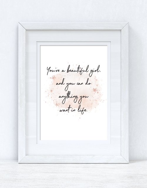 Load image into Gallery viewer, You're A Beautiful Girl Rose Gold Watercolour Inspirational Wall Home Decor Print by WinsterCreations™ Official Store
