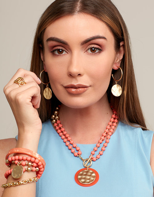 Load image into Gallery viewer, Resin And Matte Coin Beaded Long Necklace by ZENZII
