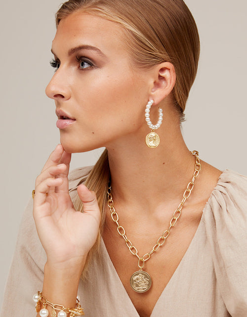 Load image into Gallery viewer, Coin Pendant And Chain Collar Necklace by ZENZII
