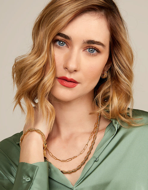 Load image into Gallery viewer, Margot Paperclip Link Long Necklace by ZENZII
