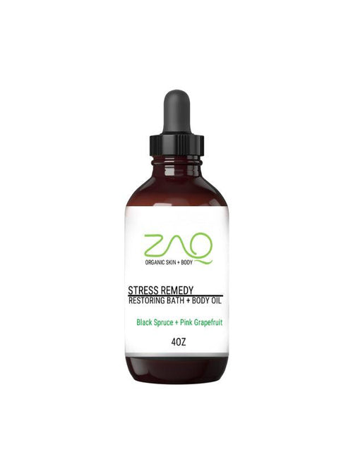 Load image into Gallery viewer, Restoring Massage Body Oil - STRESS REMEDY - Black Spruce + Pink Grapefruit by ZAQ Skin &amp; Body
