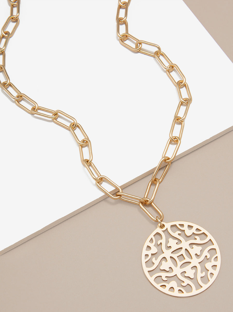 Rising Sun Pendant Chain Necklace by ZENZII