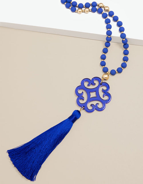 Load image into Gallery viewer, Jade Pendant Tassel Necklace by ZENZII
