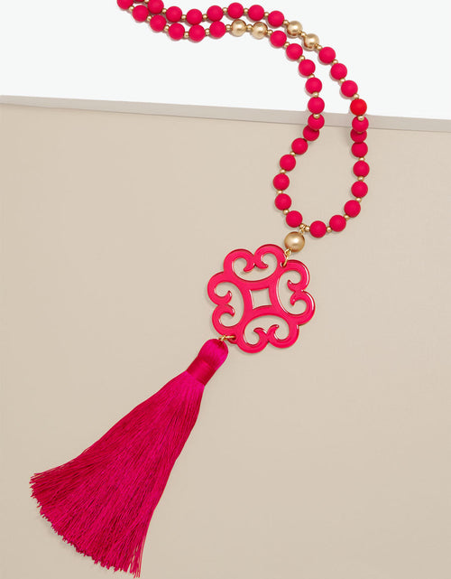 Load image into Gallery viewer, Jade Pendant Tassel Necklace by ZENZII
