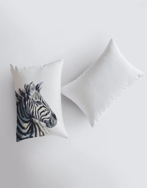 Load image into Gallery viewer, Zebra |  Watercolor Zebra | 12x18 | Pillow Cover | African Animal | Animal Lover | Unique Pillow Cases | Animal Pillow | Animal Print Pillow by UniikPillows
