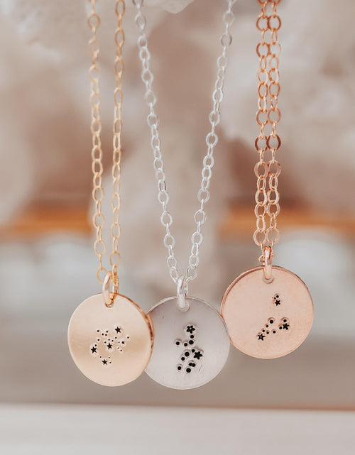 Load image into Gallery viewer, Zodiac Disc Necklace by Salt and Sparkle
