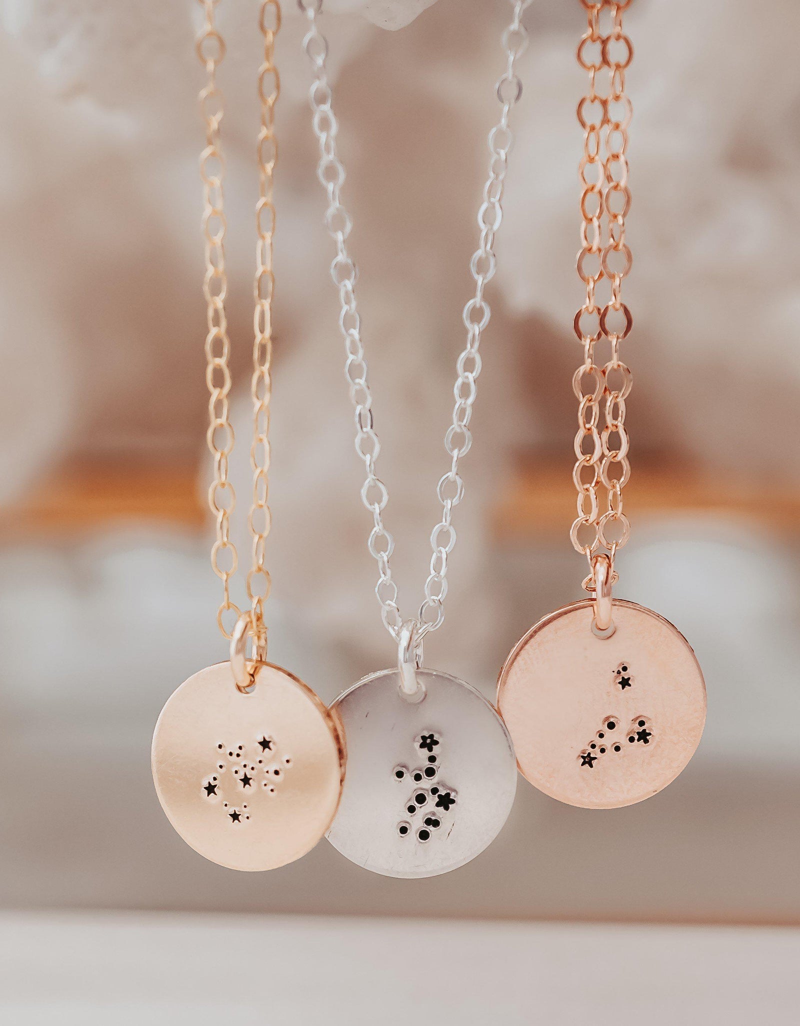 Zodiac Disc Necklace by Salt and Sparkle