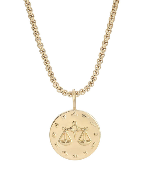 Load image into Gallery viewer, Zodiac Pendant &amp; Thin Box Chain Necklace by eklexic jewelry
