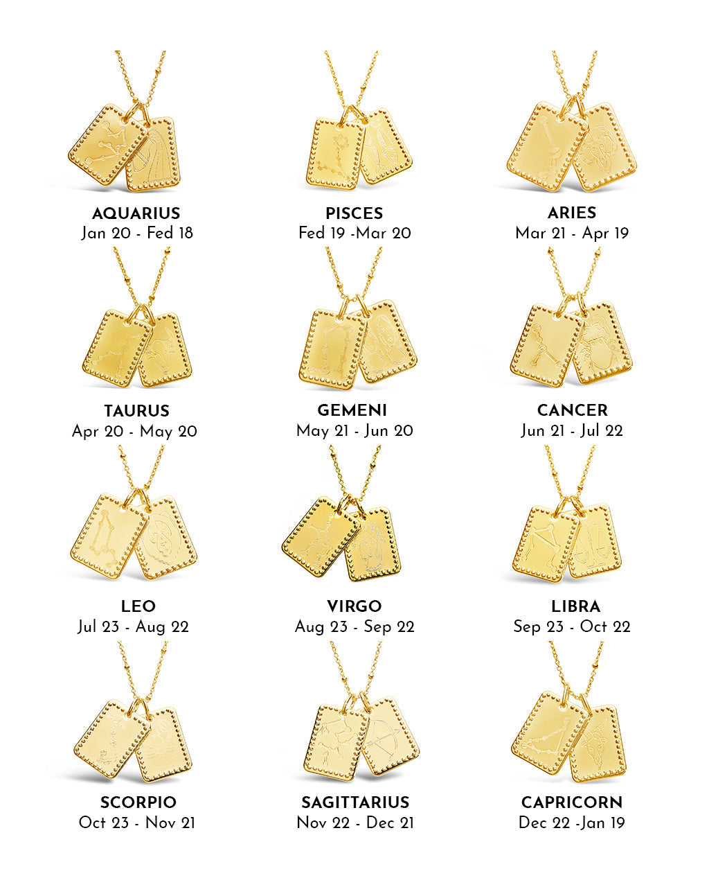 Zodiac Tag Necklace by Sterling Forever